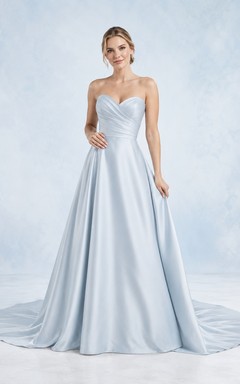 Vestido de novia formal, sencillo, elegante y romántico, con escote corazón, edición B, corte en A.