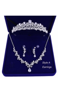 Bridal Accessory-Crown Necklace Earrings/Earclips Set