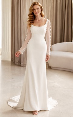 Robe de mariée sirène simple à fines bretelles et élégante