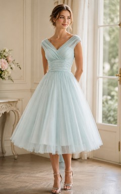 Charming V Neck Empire Chiffon Ball Gown With Bow