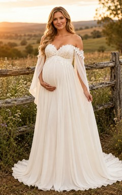 Umstandsbrautkleid, schulterfrei, schlichtes A-Linien-Tüllkleid im Landhausstil mit herzförmigem Oberteil