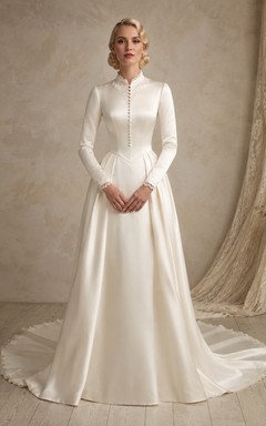Vestido de novia vintage romántico de manga corta, escote Bardot y corte en A, de encaje color rosa empolvado