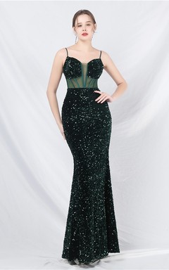 Palace Style Heavy Fishbone Waist Mesh Sequined High-End Evening Dress