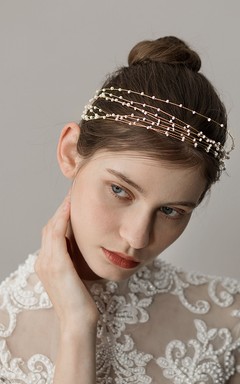 Diademas de novia de perlas preciosas al estilo coreano