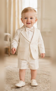 Cream Blazer Bow Tie Short Formal Christening Suit for Baby Boy