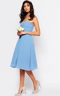 Sweetheart Knee-Length Chiffon Bridesmaid Dress With Ruching And Zipper