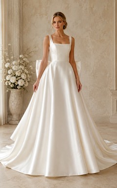 Vestido de novia formal elegante y sencillo con corte en A