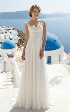 Robe de maternité empire en mousseline de soie et dentelle