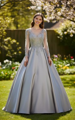 Robe illusion en dentelle royale et satin