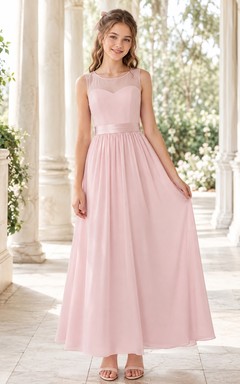 Zartrosa Brautjungfernkleid im Vintage-Stil, A-Linie, ärmellos, kastenförmig, Vintage