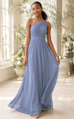 Stahlblaues Brautjungfernkleid für junge Damen, A-Linie, One-Shoulder, ärmellos, elegant, modern