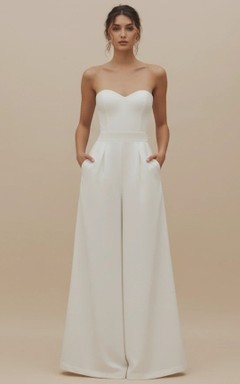 Combinaison de mariage bustier taille haute jambes larges