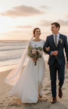 Vestido de novia sencillo y modesto de gasa