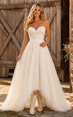 Robe de mariée de maternité, col en V, manches papillon, dentelle, coupe trapèze, style champêtre, traîne.