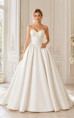 Vestido de novia sencillo, largo hasta el suelo, sin mangas, formal, con escote corazón y corte en A.