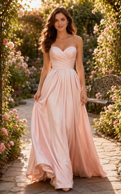 Romantic Sweetheart Draped A-Line Garden Elopement Bridal Gown