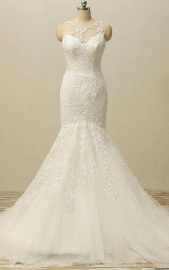 Meerjungfrauen-Kleid aus bodenlangem, plissiertem Blazer, rückenfreiem Schlüssellochausschnitt und Tüllspitze