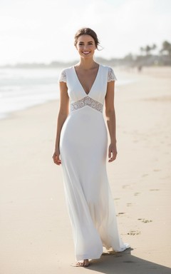 Relaxed Fit V-Neck Lace Sheath