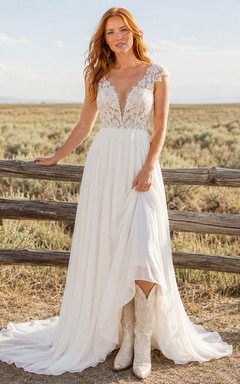 Umstandsbrautkleid, langärmelig, aus Spitze, Etuikleid, Strandkleid mit zartem Tüllüberzug und Schleppe