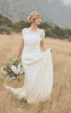 Robe de demoiselle d'honneur Belle Crinkle dos nu couleur ivoire foncé, taille 10, couleur sauge