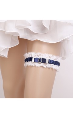 Original Handmade Blue Satin Beading White Lace Bridal Garter Within 16-23inch