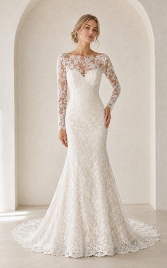 Boho-Hochzeitskleid, festlich, A-Linie, zweiteilig, mit Spitze und Schleppe