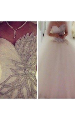 Newest Tulle Beadings White Princess Wedding Dress Ball Gown Sweetheart
