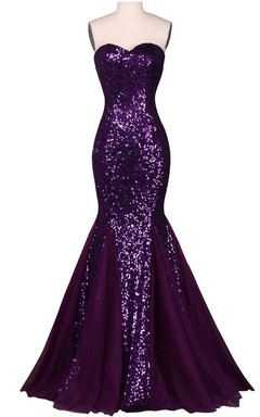 Sweetheart Sleeveless Lace-Up Back Sequins Dress