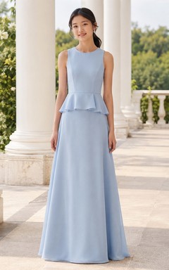 Himmelblaues Brautjungfernkleid im A-Linien-Stil mit Strasssteinen, ärmellos, plissiert, modern