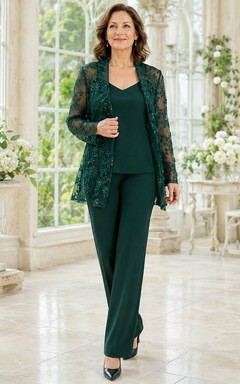 Mono verde oscuro con encaje Evergreen, largo hasta el suelo, cuello en V, manga larga, gasa, vestido modesto para madres.