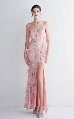 Positioning Flower Craft Beading Craft Imported Wool Dress Long Banquet Slim Evening Dress Elegant Temperament
