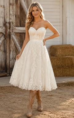 Robe de mariée de maternité à épaules dénudées, manches en dentelle, coupe trapèze, style jardin