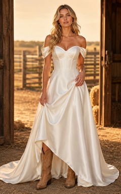 Robe de mariée de maternité à épaules dénudées, coupe trapèze simple, idéale pour la plage, avec traîne fluide