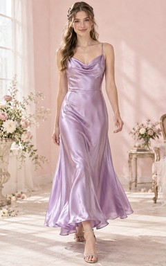 Robe de bal vintage sirène lavande à col bénitier et fines bretelles en satin