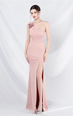 Unique Fashion Flower Design Simple And Elegant One-Shoulder Long Dress High-End Evening Dress