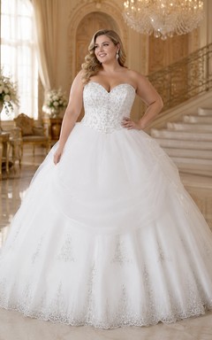 Gorgeous Ball Gown Beadings Wedding Dress Court Train Bowknot