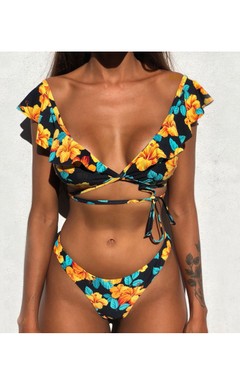 Push-up-Bikini-Set mit hohem Beinausschnitt