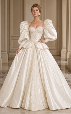 Vestido de novia de gala, elegante y modesto, con escote cuadrado, de estilo vintage.