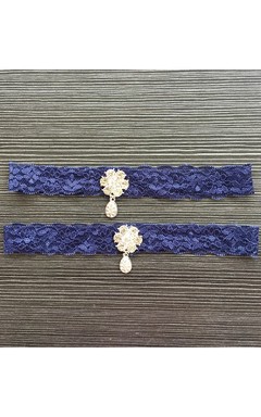 Blue Lace Sexy Lace Elastic Two Piece Garter Within 16-23inch