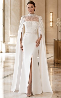 Satin Wedding Dress A-Line Strapless Sweep Train Bridal Gown