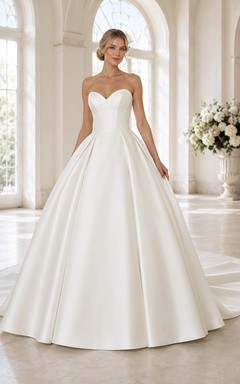 Vestido de novia sencillo, largo hasta el suelo, sin mangas, formal, con escote corazón y corte en A.