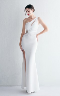 Pressing Beading Craft Toast Dress Long One Shoulder Thank You Banquet Slim Fishtail Skirt Wedding Car Model Exhibition