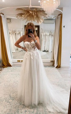 Tulle Sweetheart Criss-cross Empire Wedding Dress