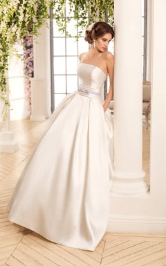 A-Line Long Off-The-Shoulder Sleeveless Illusion Satin Dress With Cape