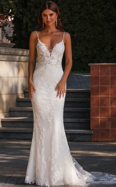 Meerjungfrauen-Chic-Kleid aus Spitze, lässig, figurbetont, sexy, Strandkleid, Hochzeitskleid