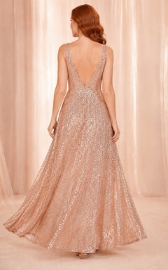 Dark Navy Sequin Gown Formal Evening Floor-length Refined Occasion Dress