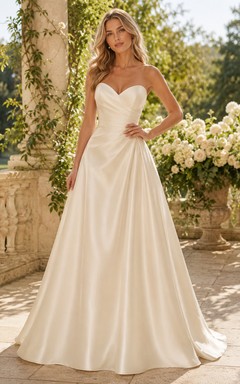 Ivory Sweetheart Satin Ball Gown Formal Dress