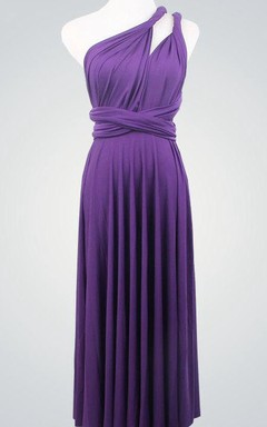 Dunkelviolettes Brautjungfernkleid, vielseitig tragbar, Infinity-Stil, wandelbar, knielang