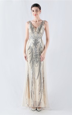 Paillettenbesetzte Blumen auf der Rückseite, Perlenstickerei mit Cape, Abendkleid für die Jahreshauptversammlung