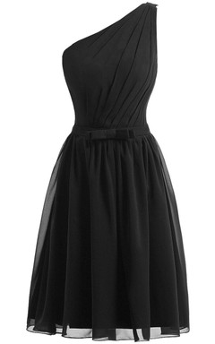 Chiffonkleid in A-Linie mit einem Träger und Falten